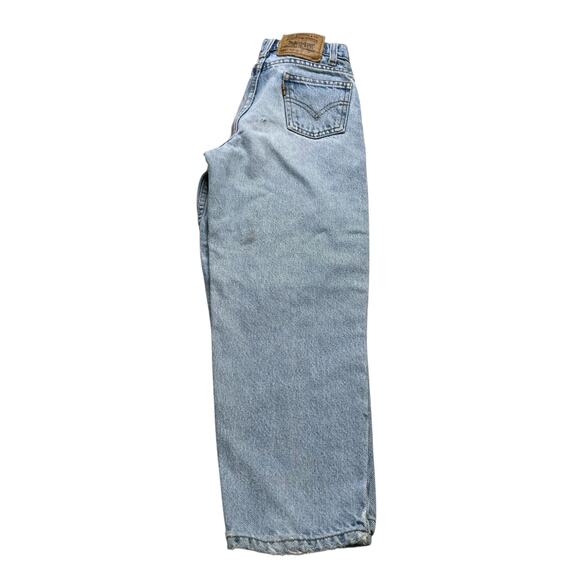 Vintage Levi’s 550 Orange tab Youth Relaxed Fit Jeans Light Wash Distressed Sz 7 - Picture 11 of 12